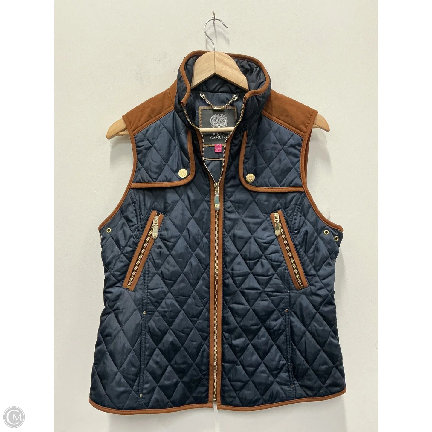 Vest Puffer & Quilted By Vince Camuto In Blue & Brown, Size: M