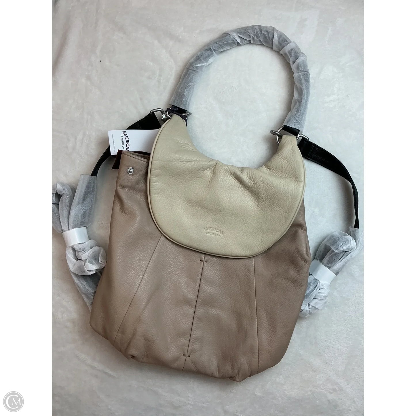 Handbag Leather By American, Size: Medium