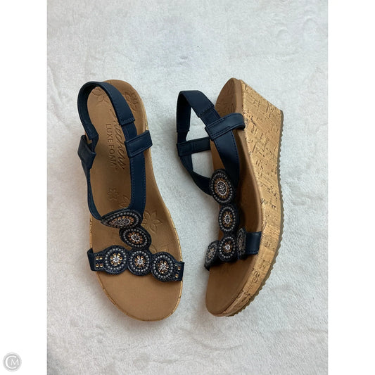 Sandals Heels Wedge By Skechers In Navy, Size: 8