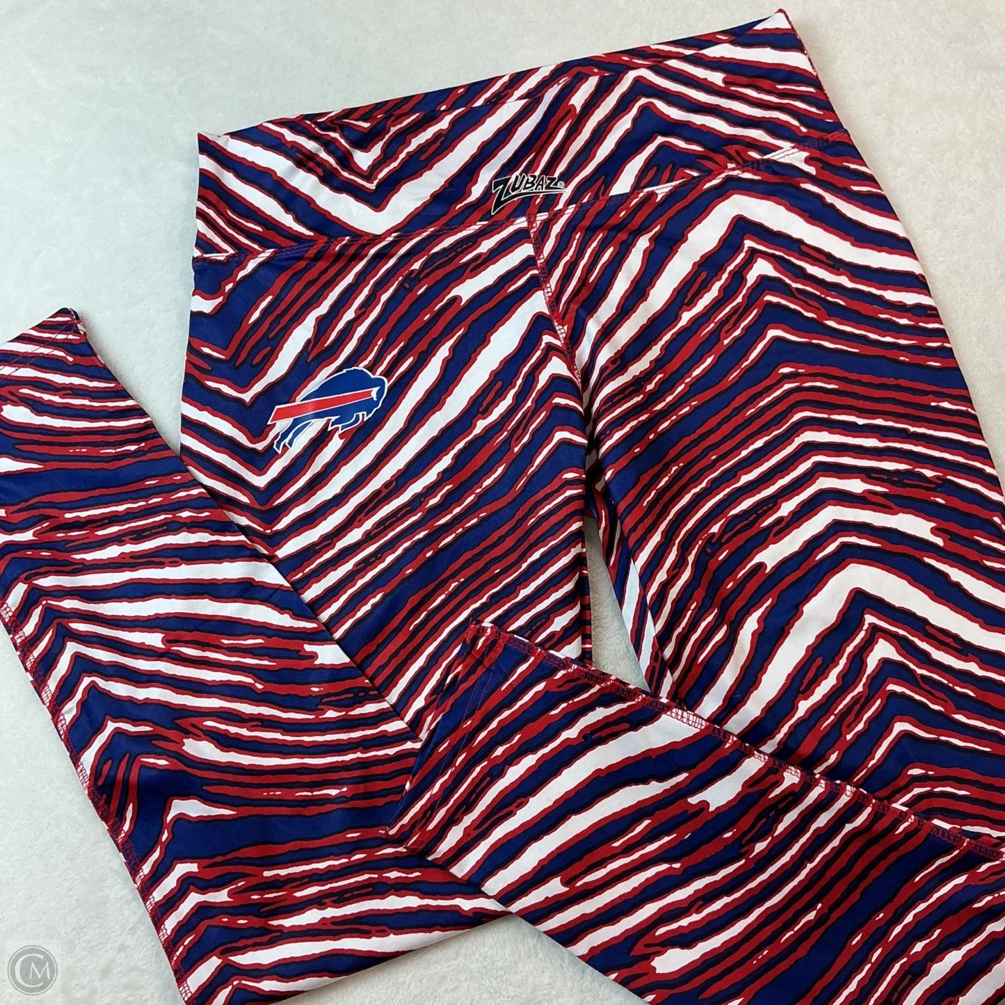 Athletic Leggings By Majestic In Blue Red & White, Size: L