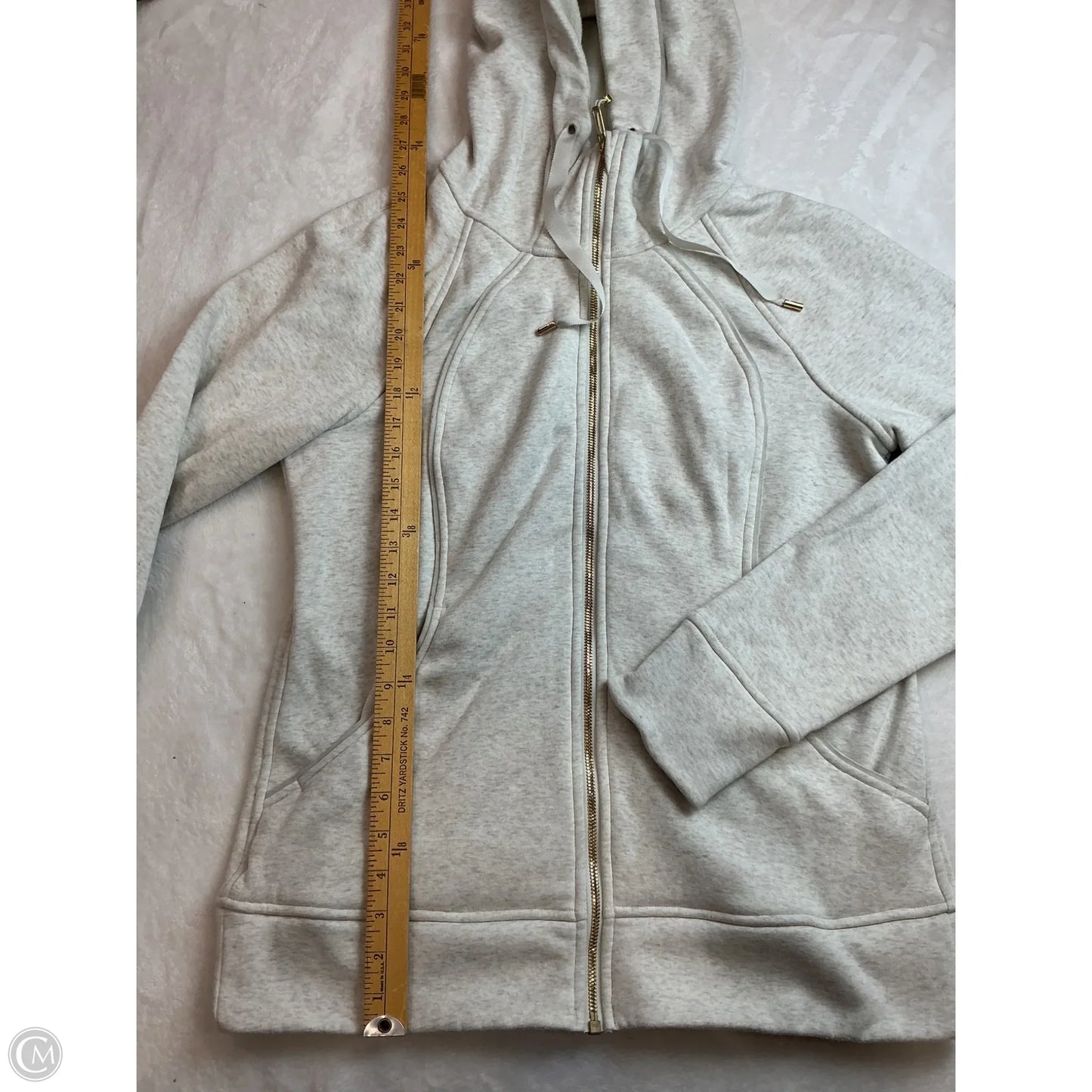 Athletic Sweatshirt Hoodie By Lululemon In Grey, Size: 12