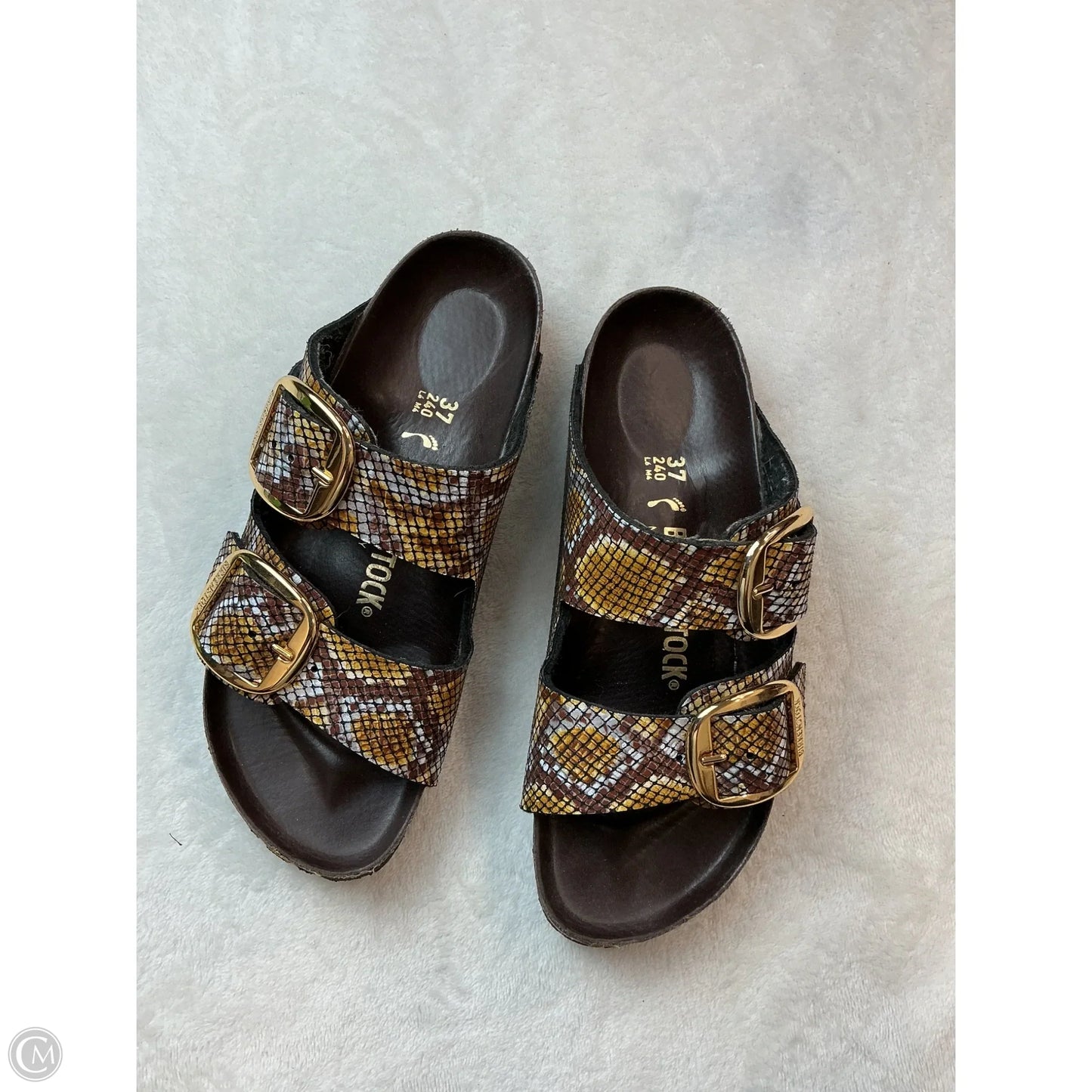 Sandals Flats By Birkenstock In Snakeskin Print, Size: 7