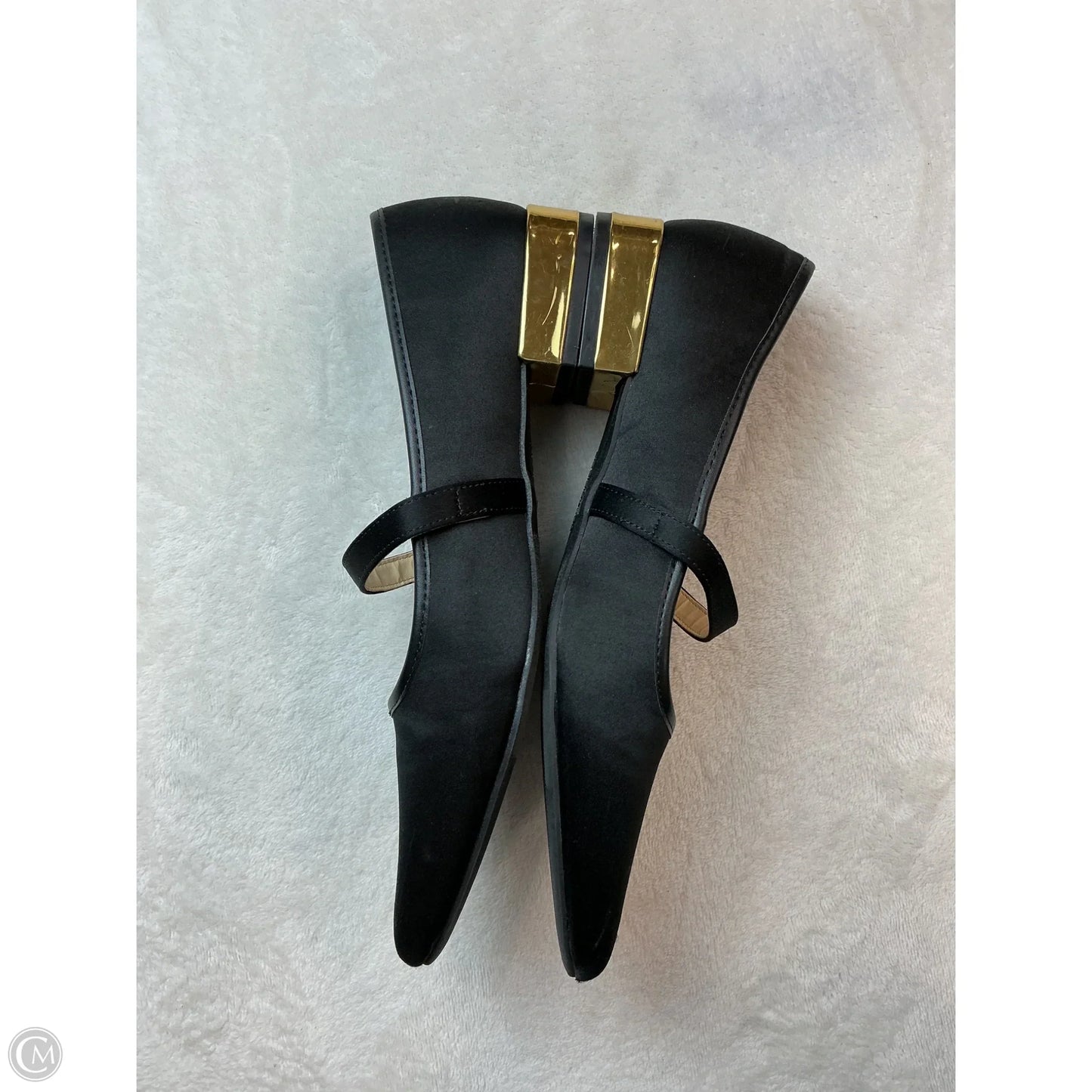 Shoes Heels Block By Liz Claiborne In Black & Gold, Size: 8.5