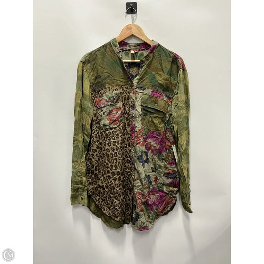 Top Long Sleeve By Pilcro In Green & Purple, Size: M