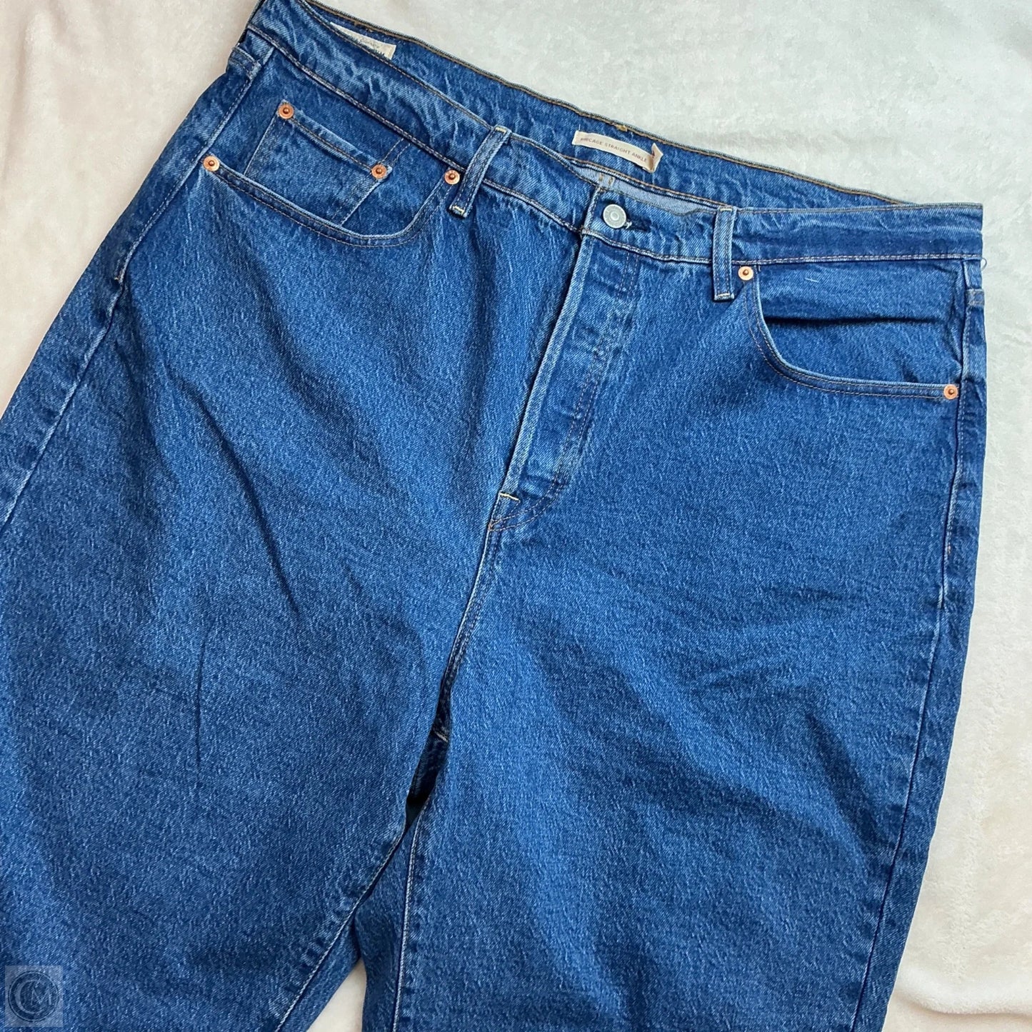 Jeans Straight By Levis In Blue Denim, Size: 18