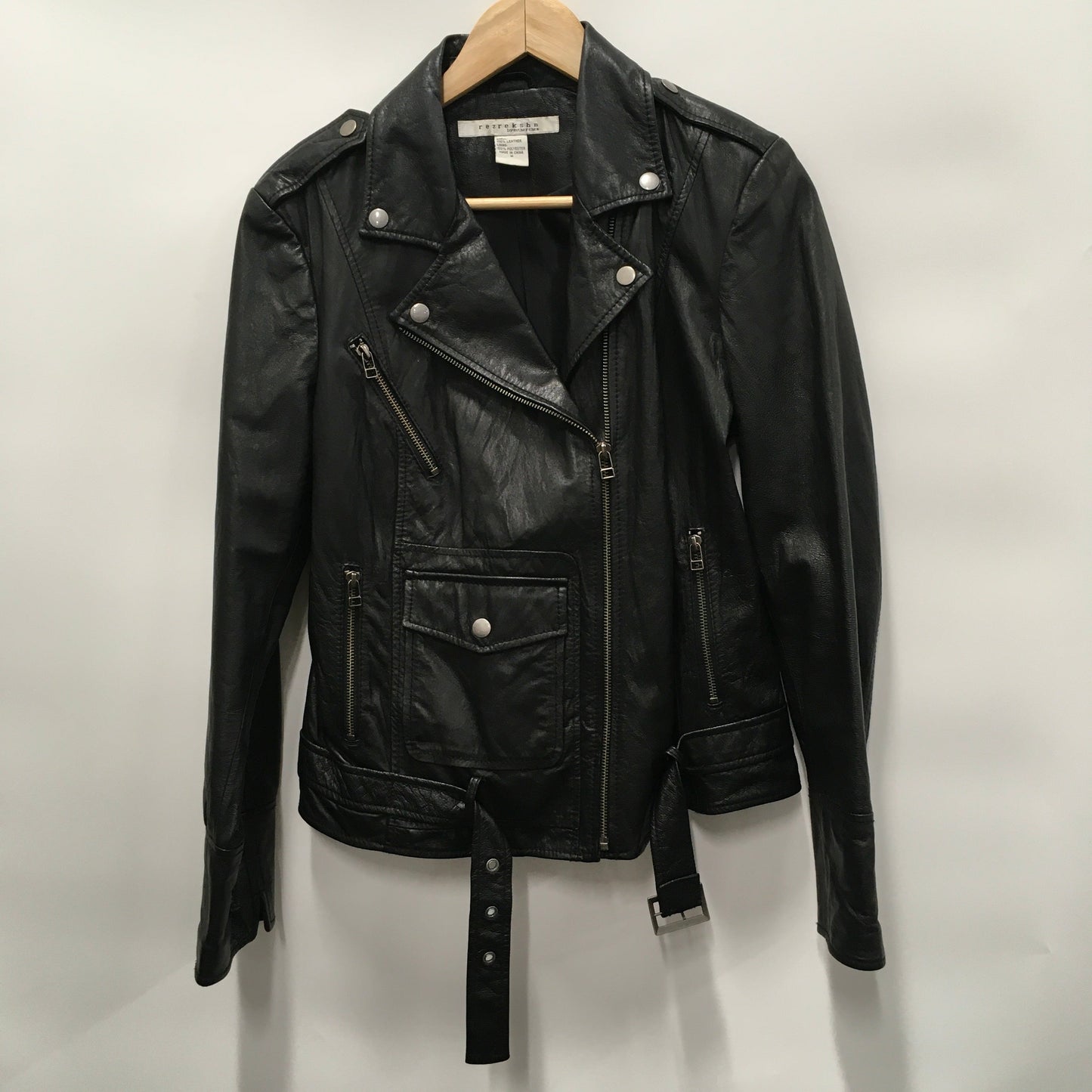 Black Jacket Moto Leather REZREKSHA by Esther Chen, Size M