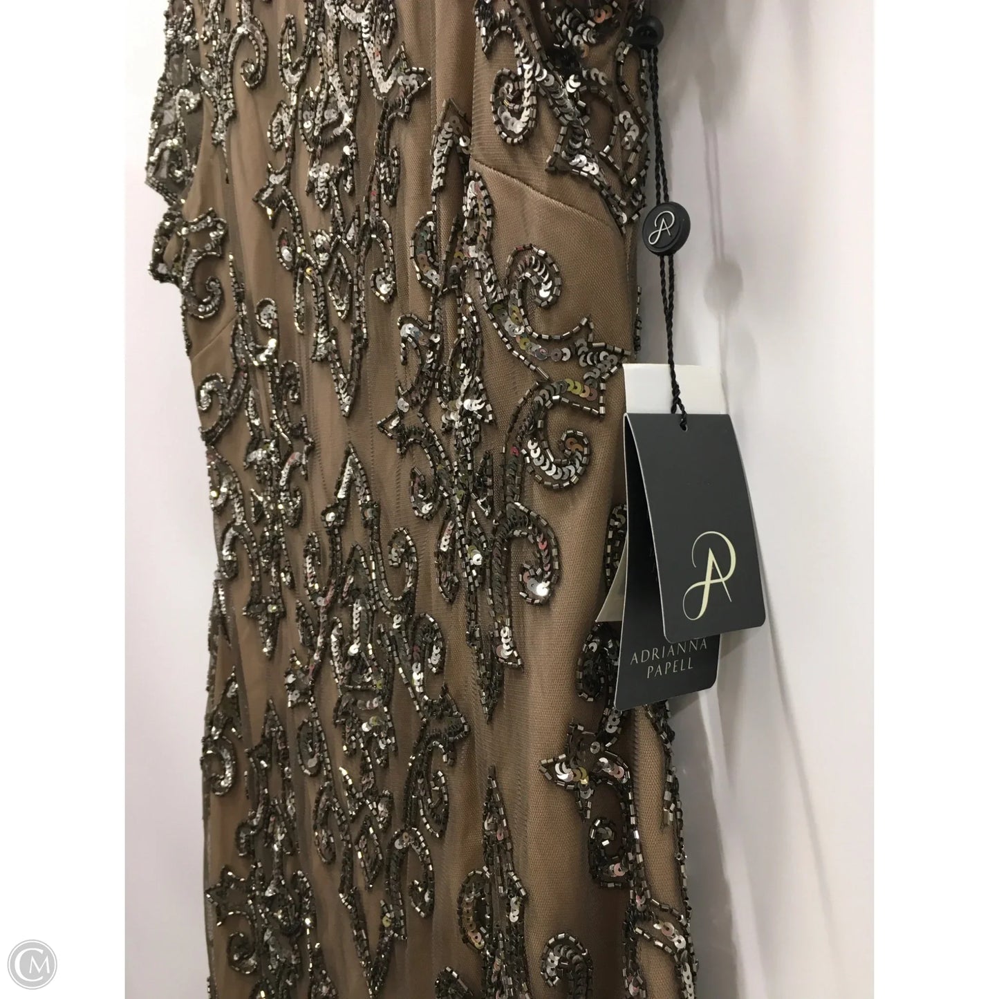 Dress Party Short By Adrianna Papell In Silver & Tan, Size: 4