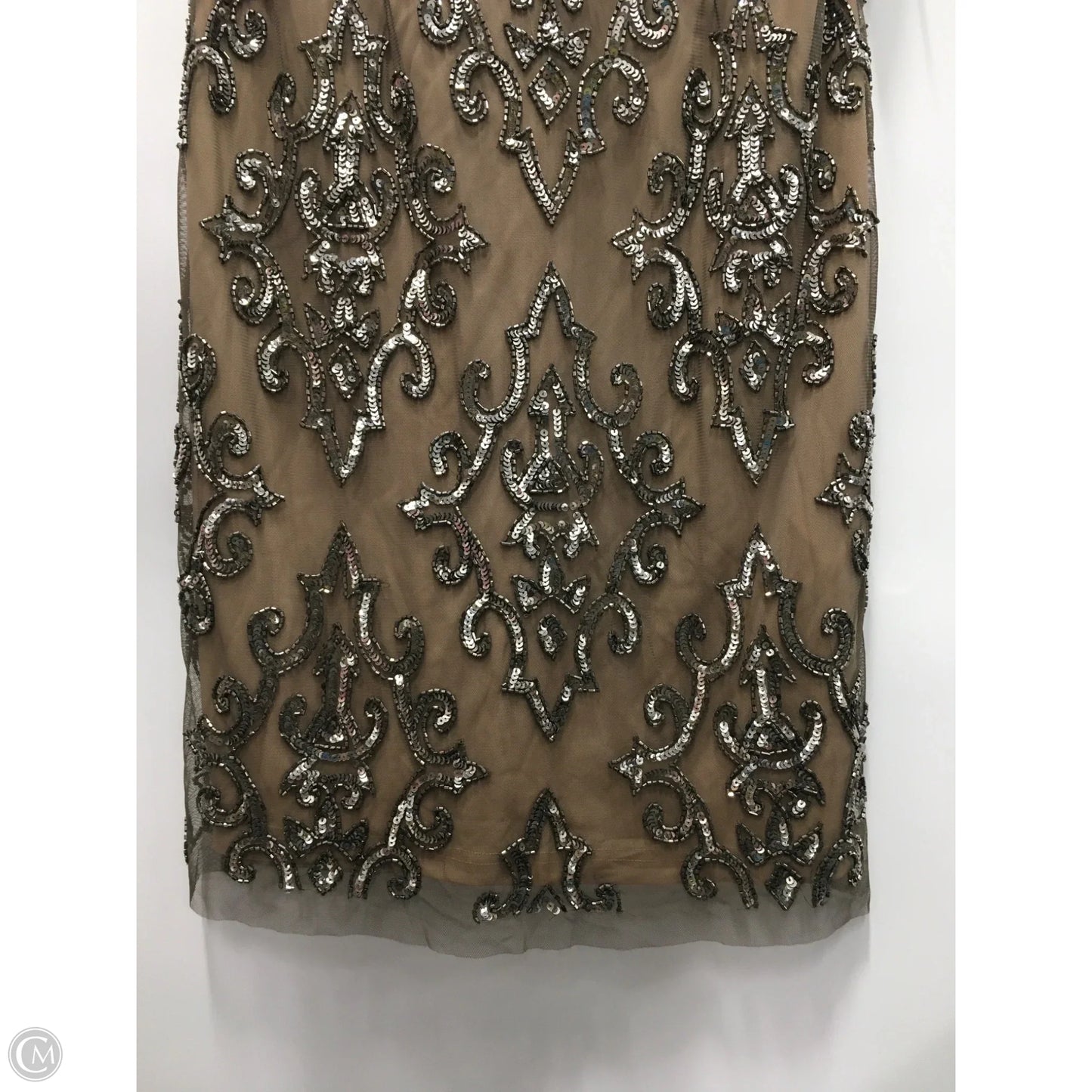 Dress Party Short By Adrianna Papell In Silver & Tan, Size: 4