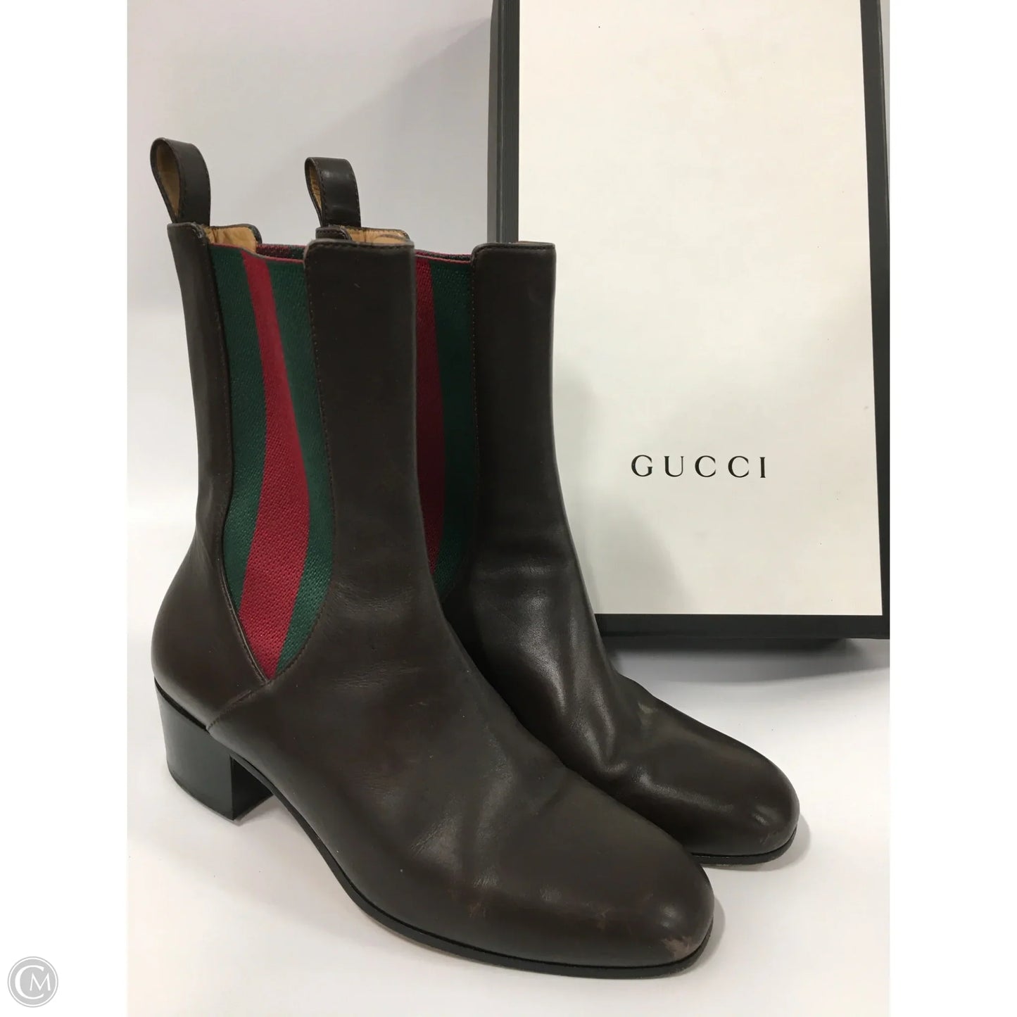 Boots Luxury Designer By Gucci In Brown, Size: 6
