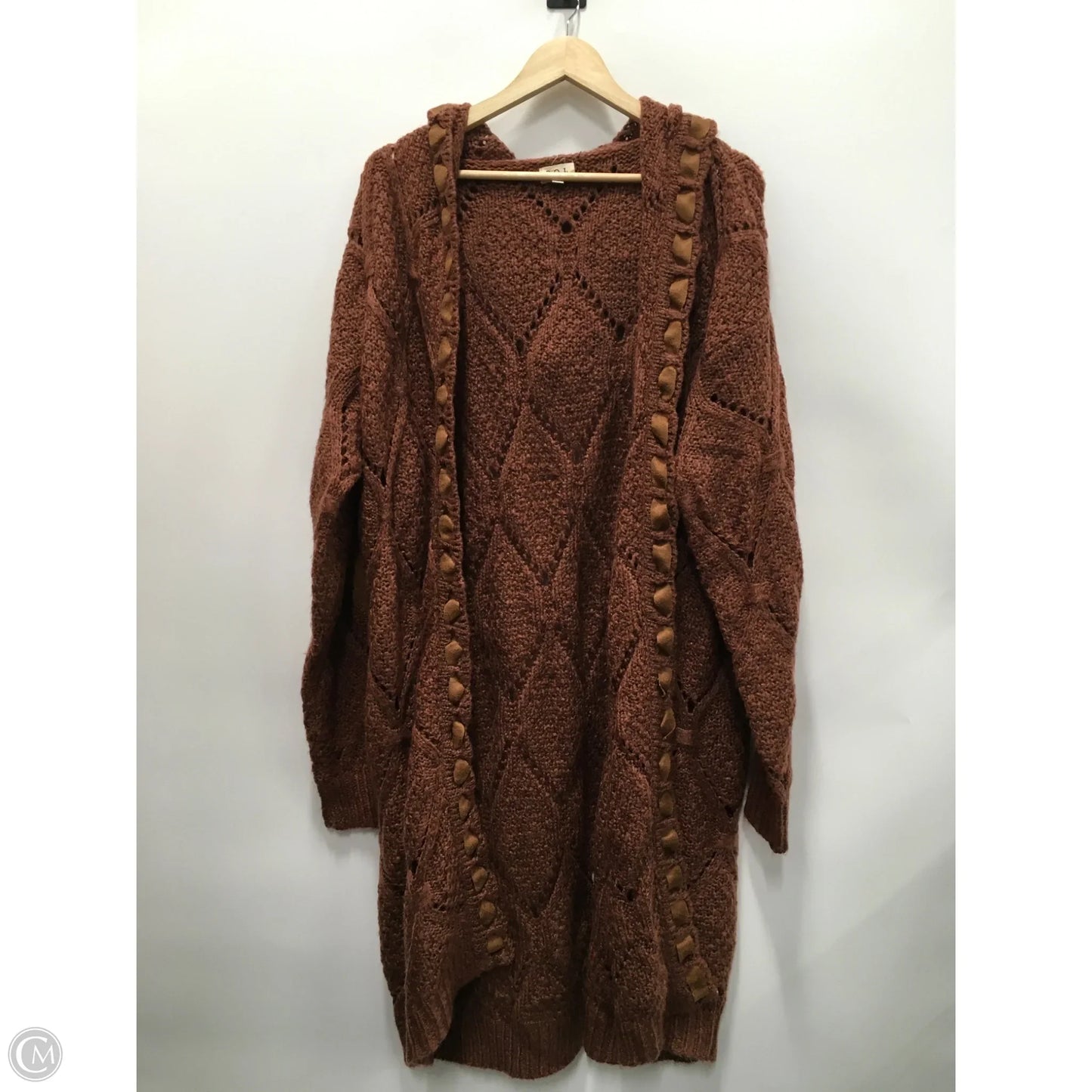 Sweater Cardigan By Pol In Brown, Size: 2x