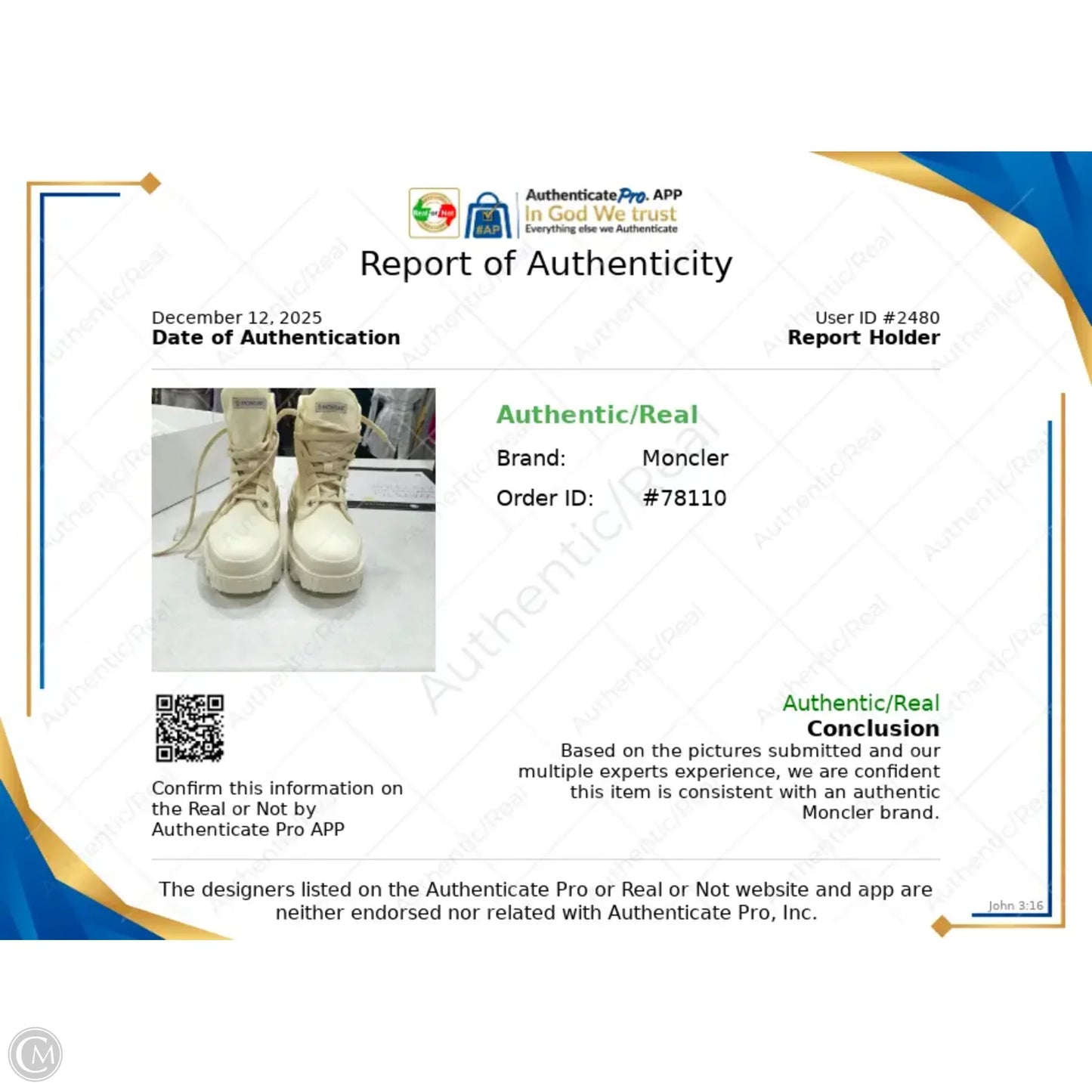 Boots Luxury Designer By Moncler In Cream, Size: 8