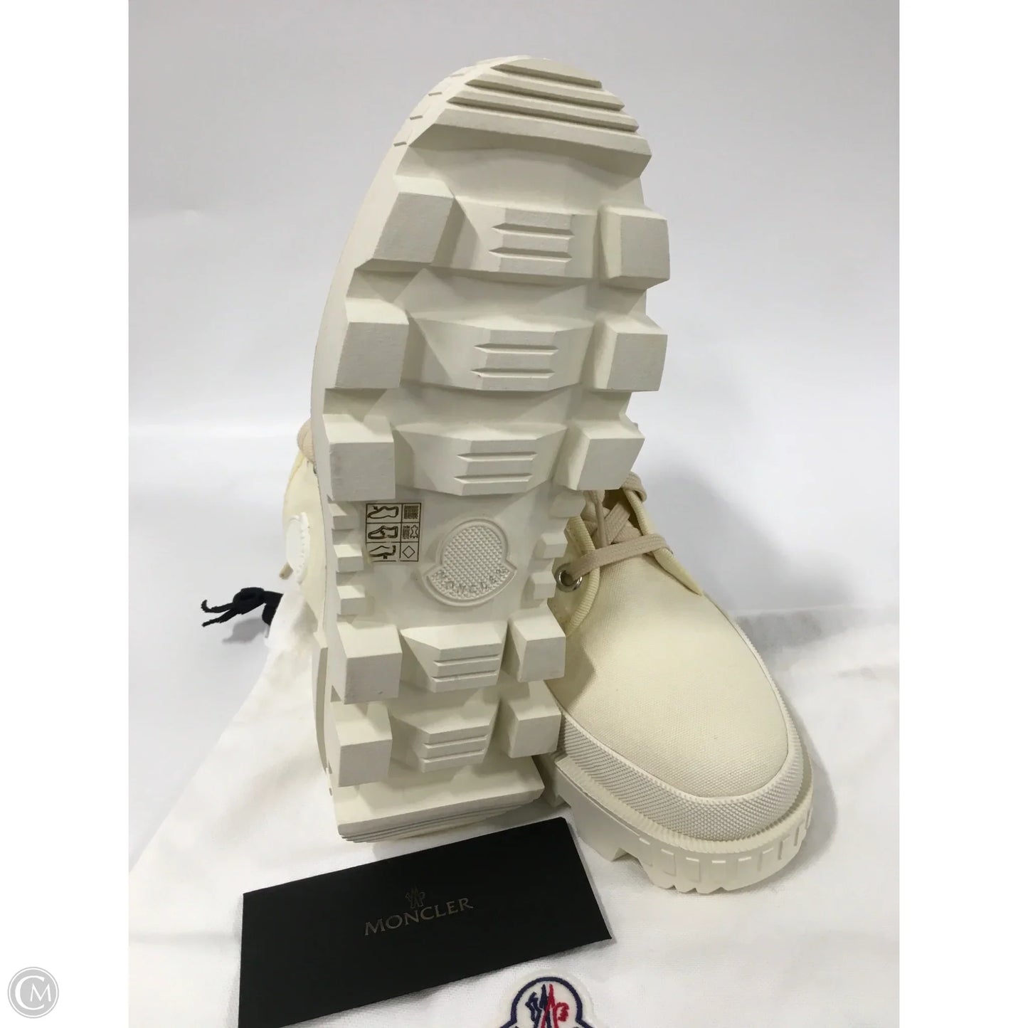 Boots Luxury Designer By Moncler In Cream, Size: 8