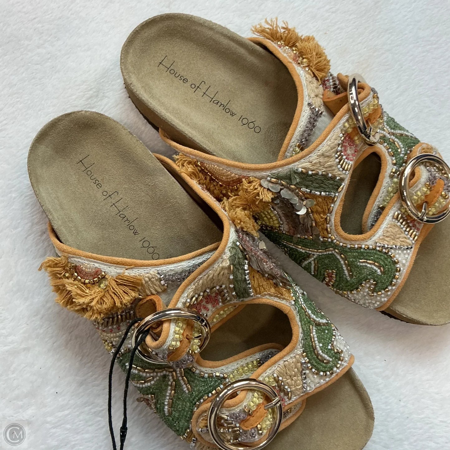 Sandals Flats By House Of Harlow In Cream & Green, Size: 6