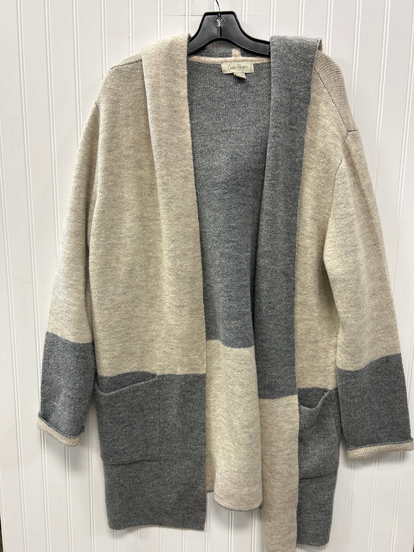 Sweater Cardigan By Charlie Paige In Cream, Size:Xl