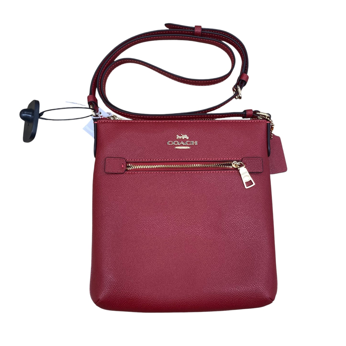 Handbag Designer By Coach In Gold & Red, Size:Small