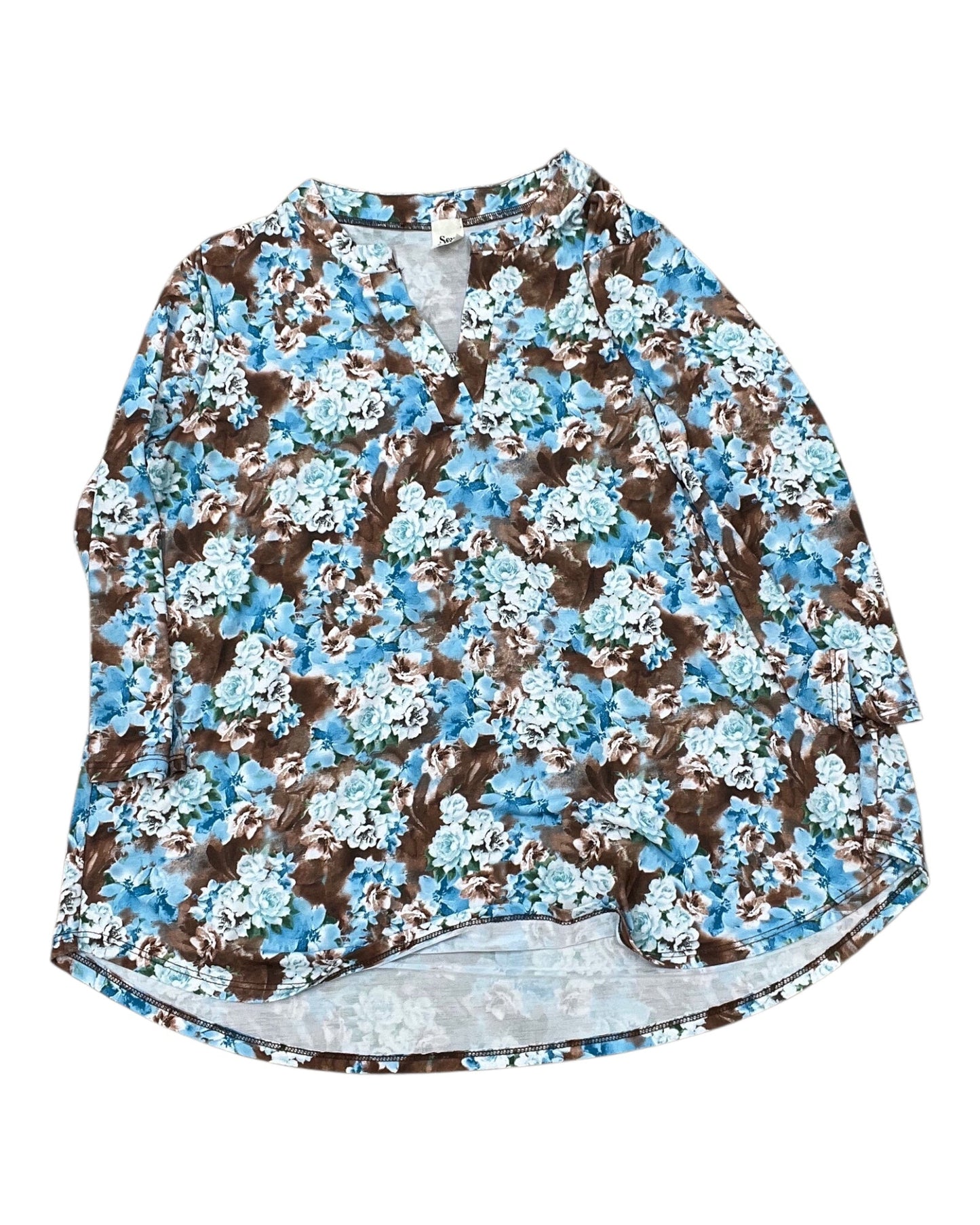 Top 3/4 Sleeve By Sew In Love In Blue & Brown, Size:M