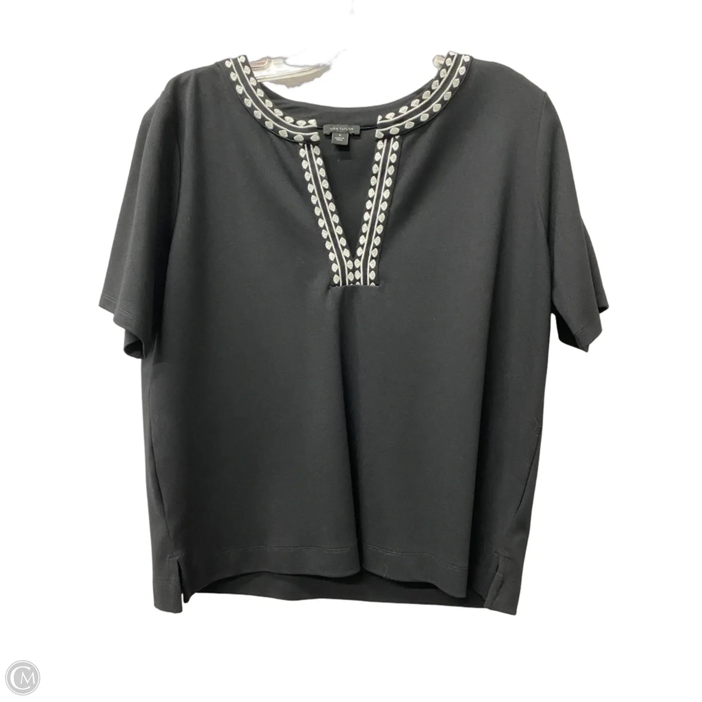 Top Short Sleeve By Ann Taylor In Black, Size: M
