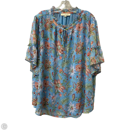 Top Short Sleeve By Loft In Blue, Size: 3x