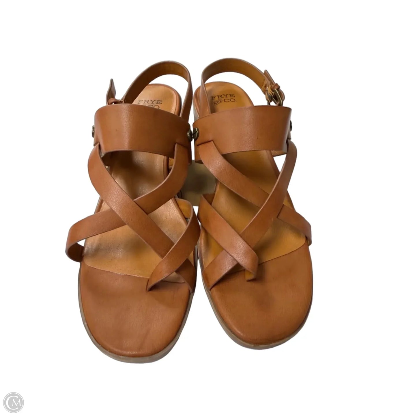 Sandals Heels Block By Frye And Co In Brown, Size: 8