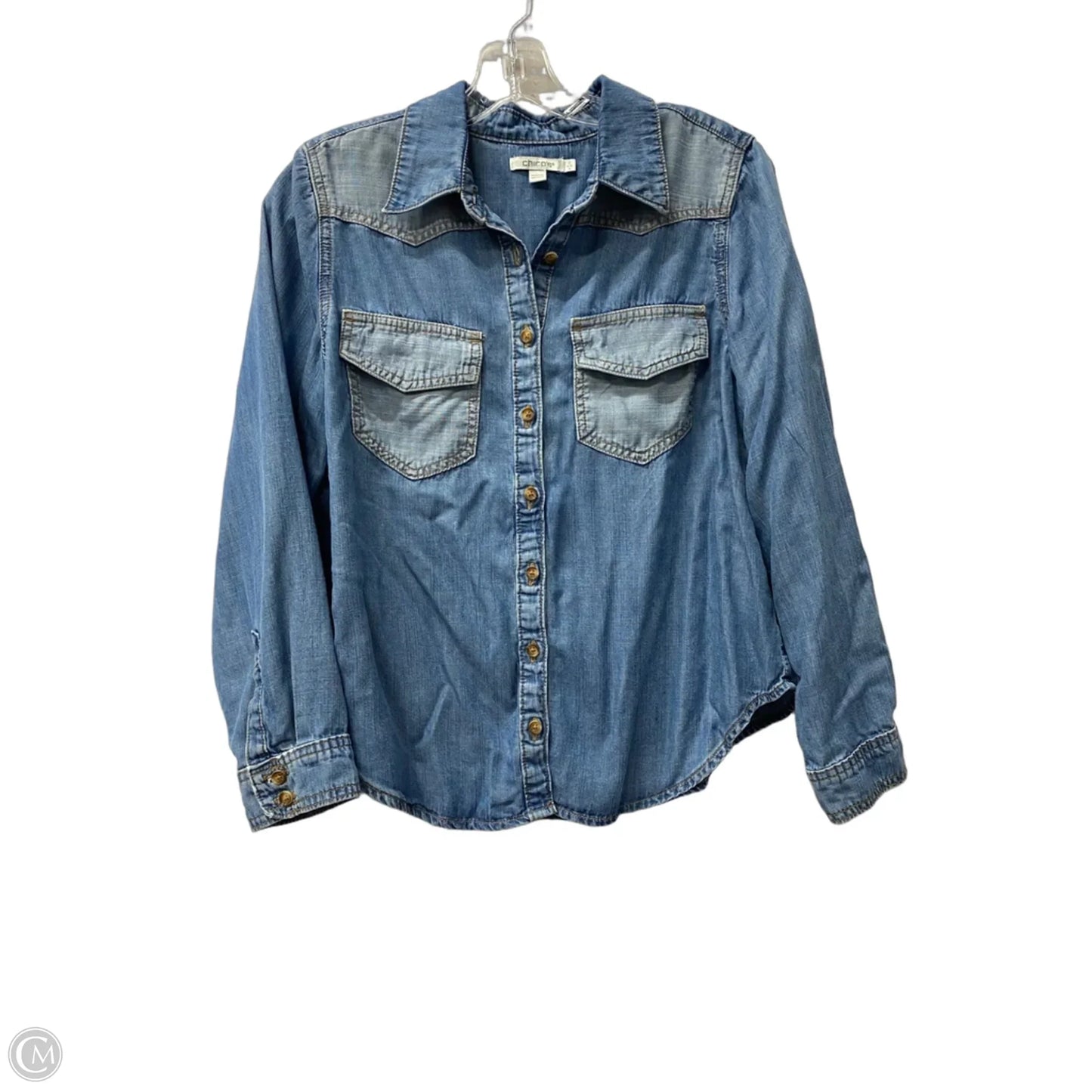 Top Long Sleeve By Chicos In Blue, Size: S