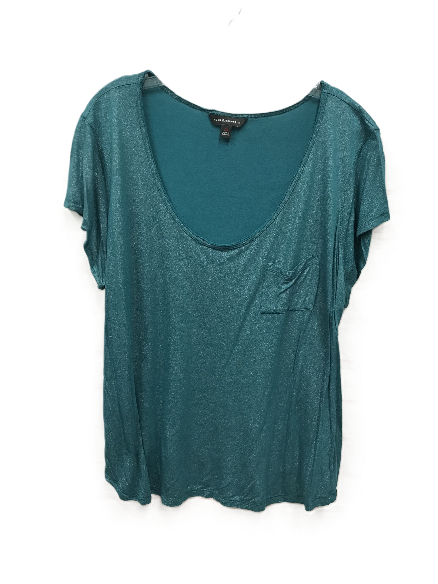 Teal Top Short Sleeve Basic By Rock And Republic, Size: 2x