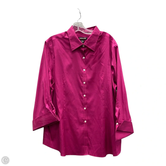 Top Long Sleeve By Kirkland In Pink, Size: 1x