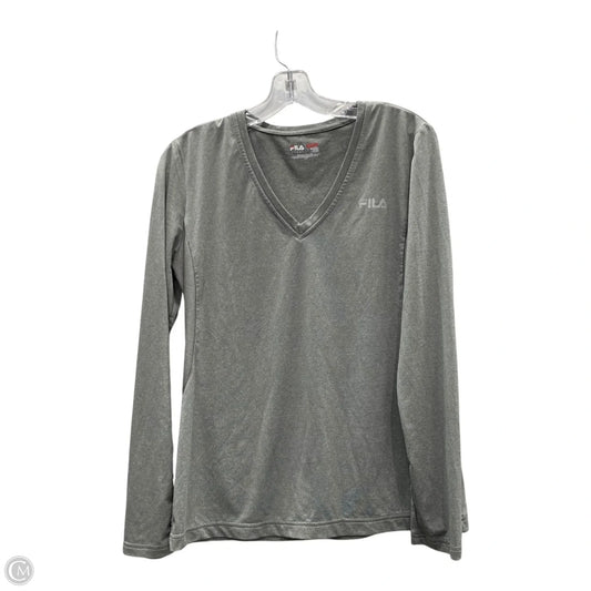 Athletic Top Long Sleeve Crewneck By Fila In Grey, Size: L