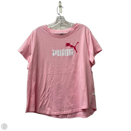 Athletic Top Short Sleeve By Puma In Pink, Size: 2x