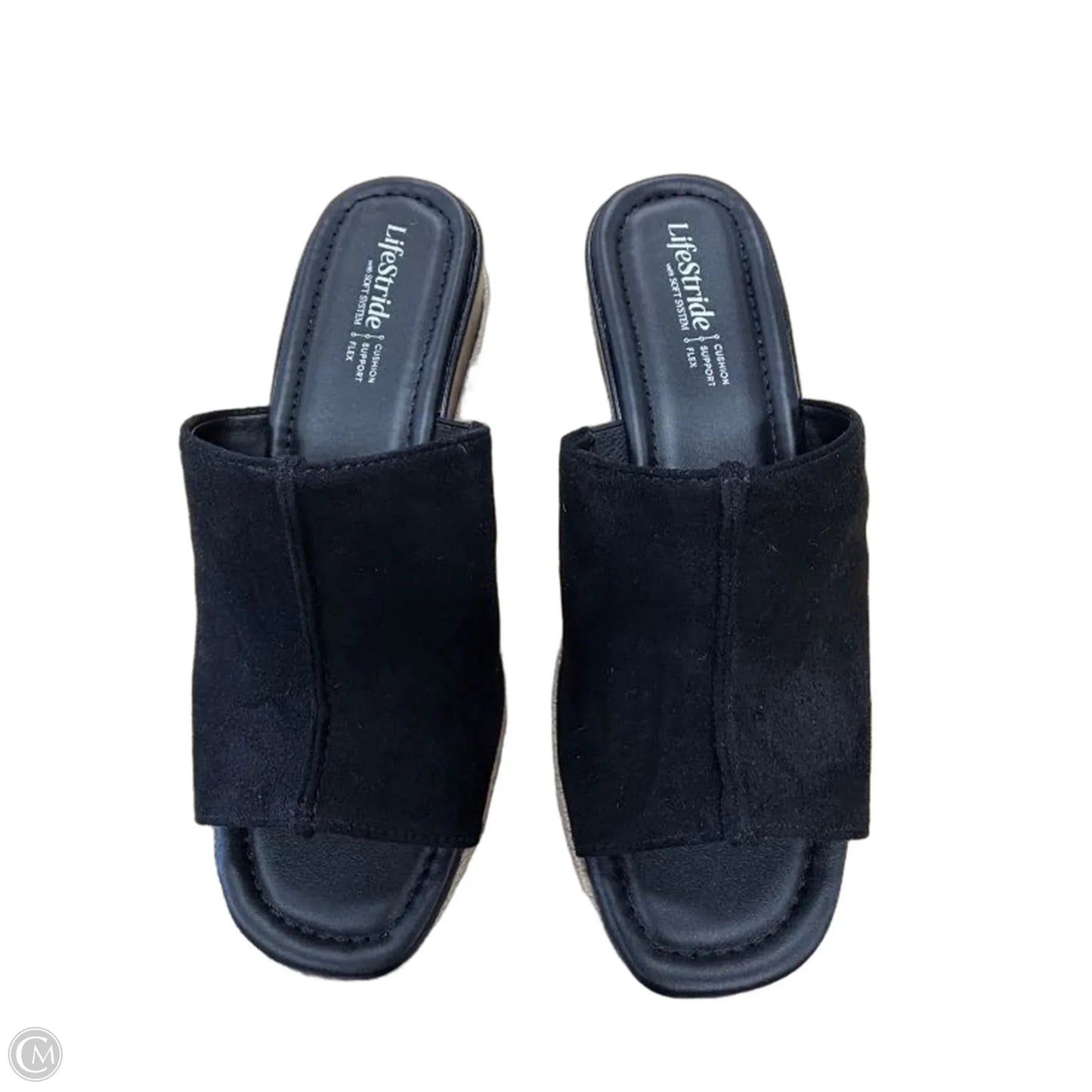 Sandals Heels Wedge By Life Stride In Black, Size: 7