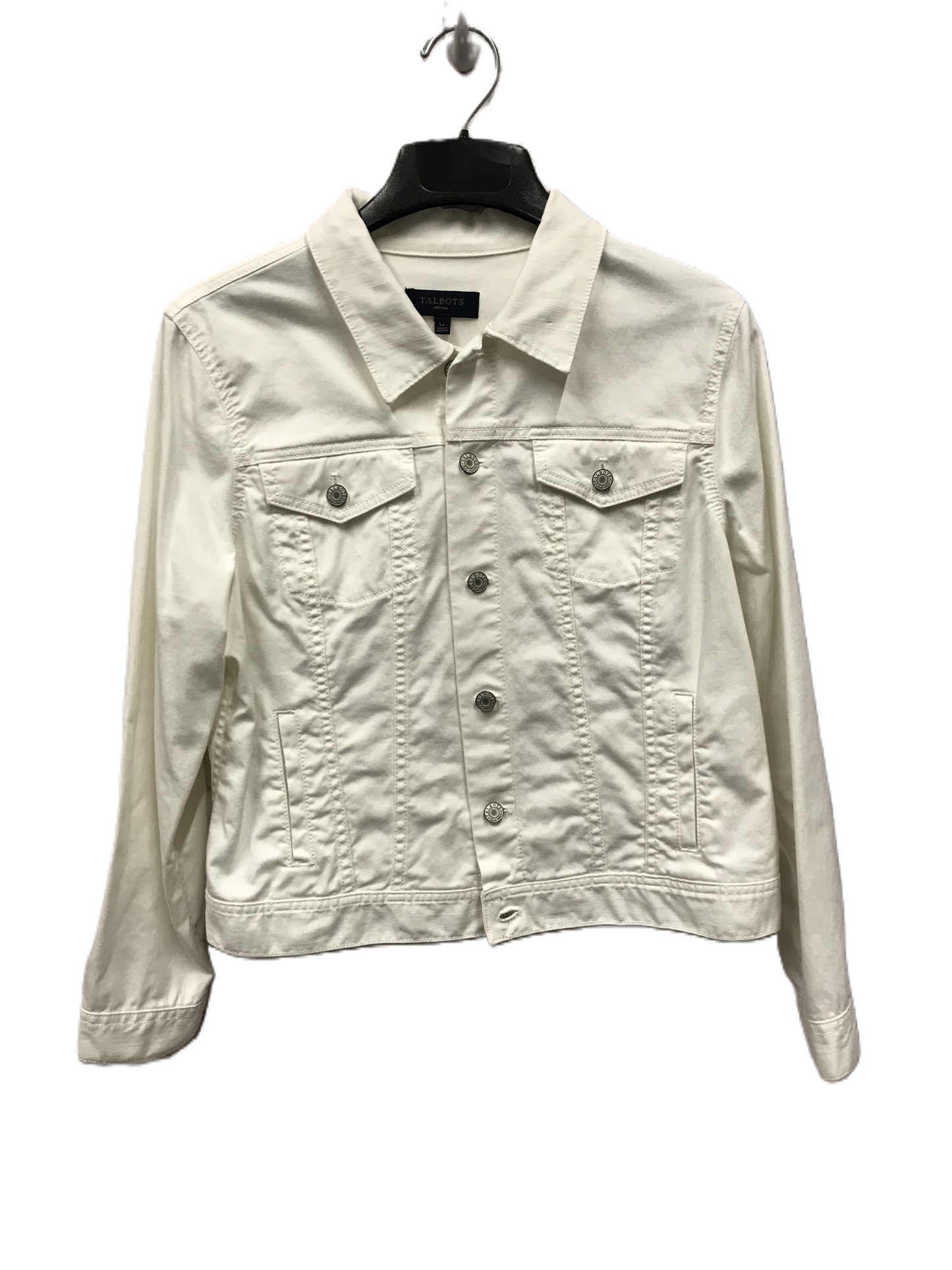 White Denim Jacket Denim By Talbots, Size: Petite L