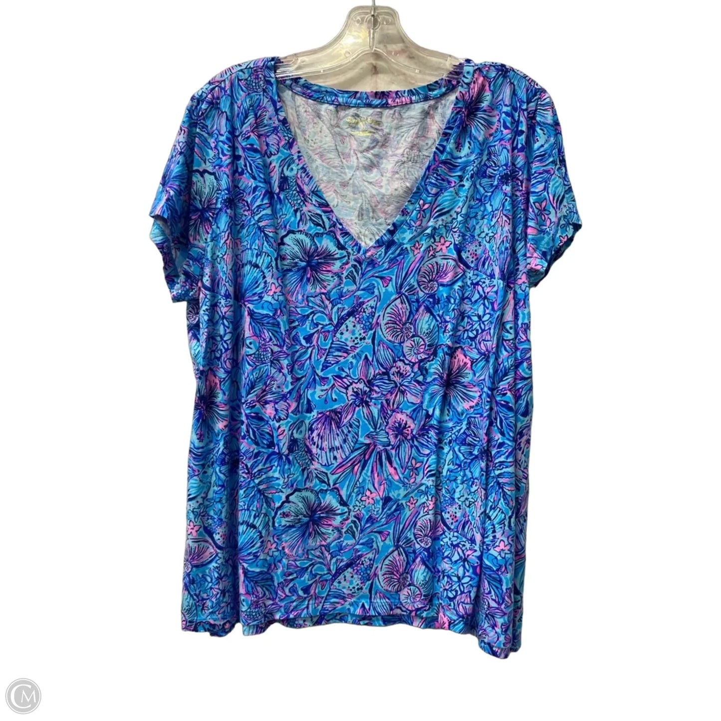 Top Short Sleeve By Lilly Pulitzer In Blue, Size: Xl