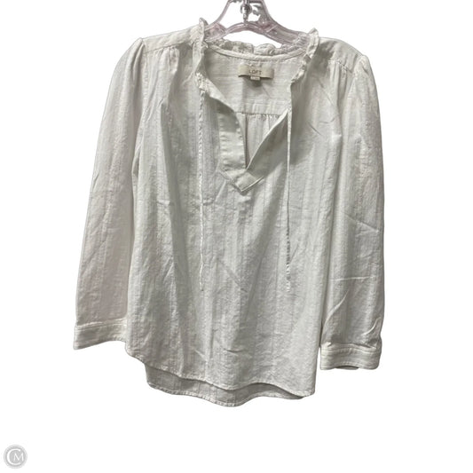 Top Long Sleeve By Loft In White, Size: M