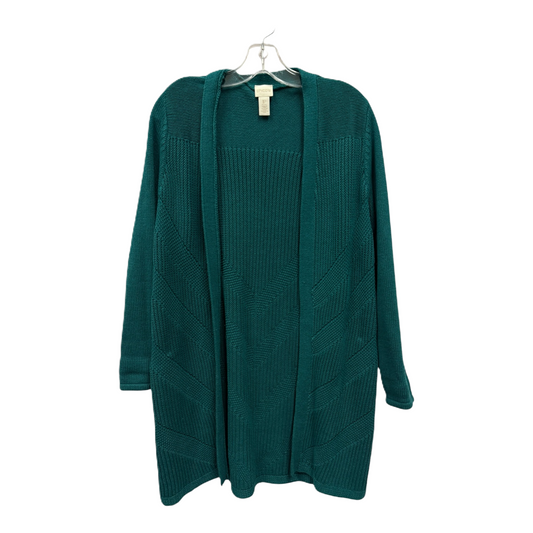 Sweater Cardigan By Chicos In Green, Size: M