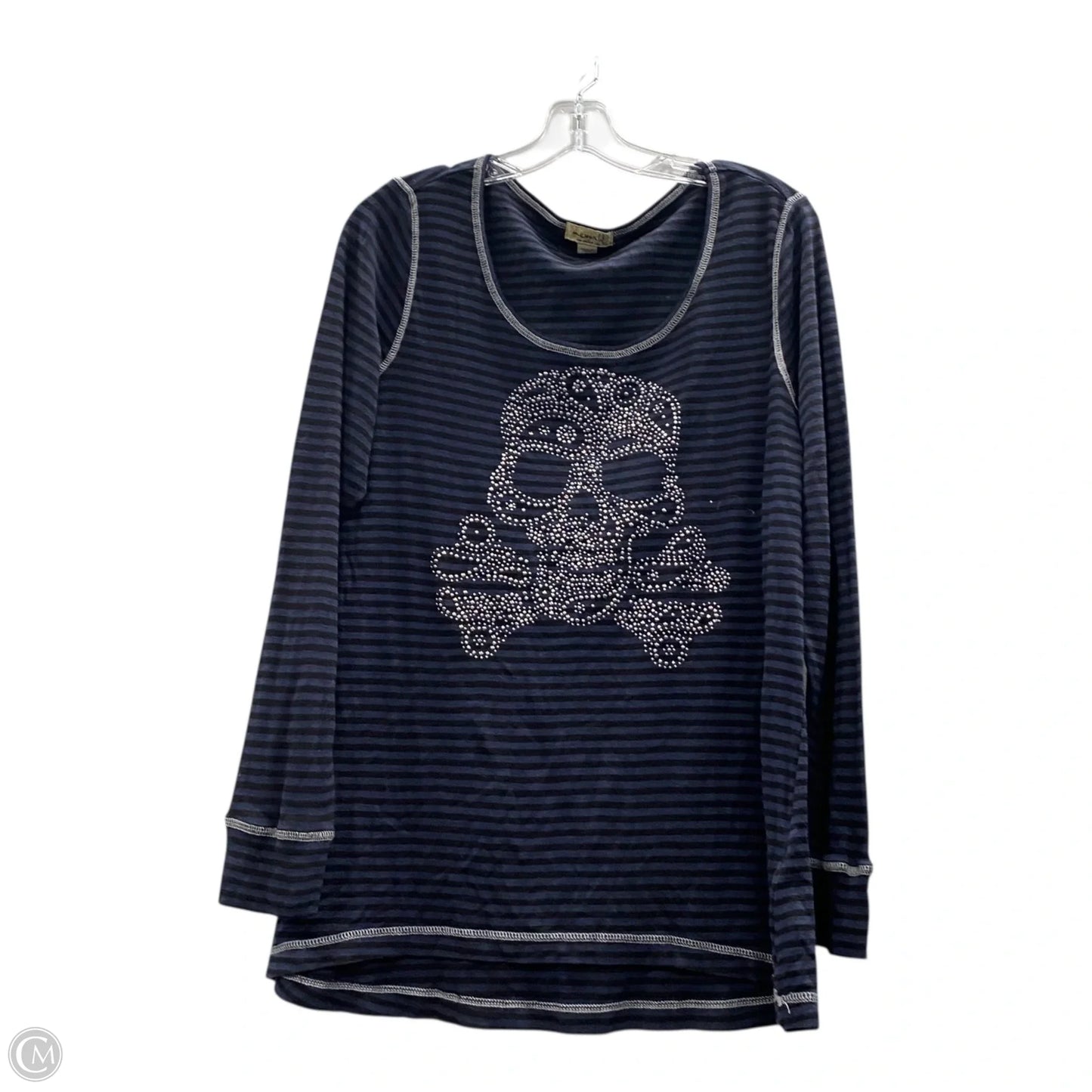 Top Long Sleeve By One World In Black & Blue, Size: L