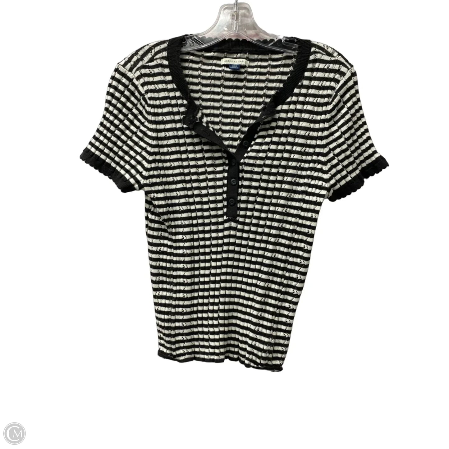 Top Short Sleeve By American Eagle In Black & White, Size: L