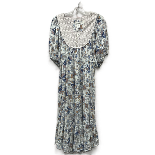 Blue & White Dress Casual Midi By Lucky Brand, Size: L