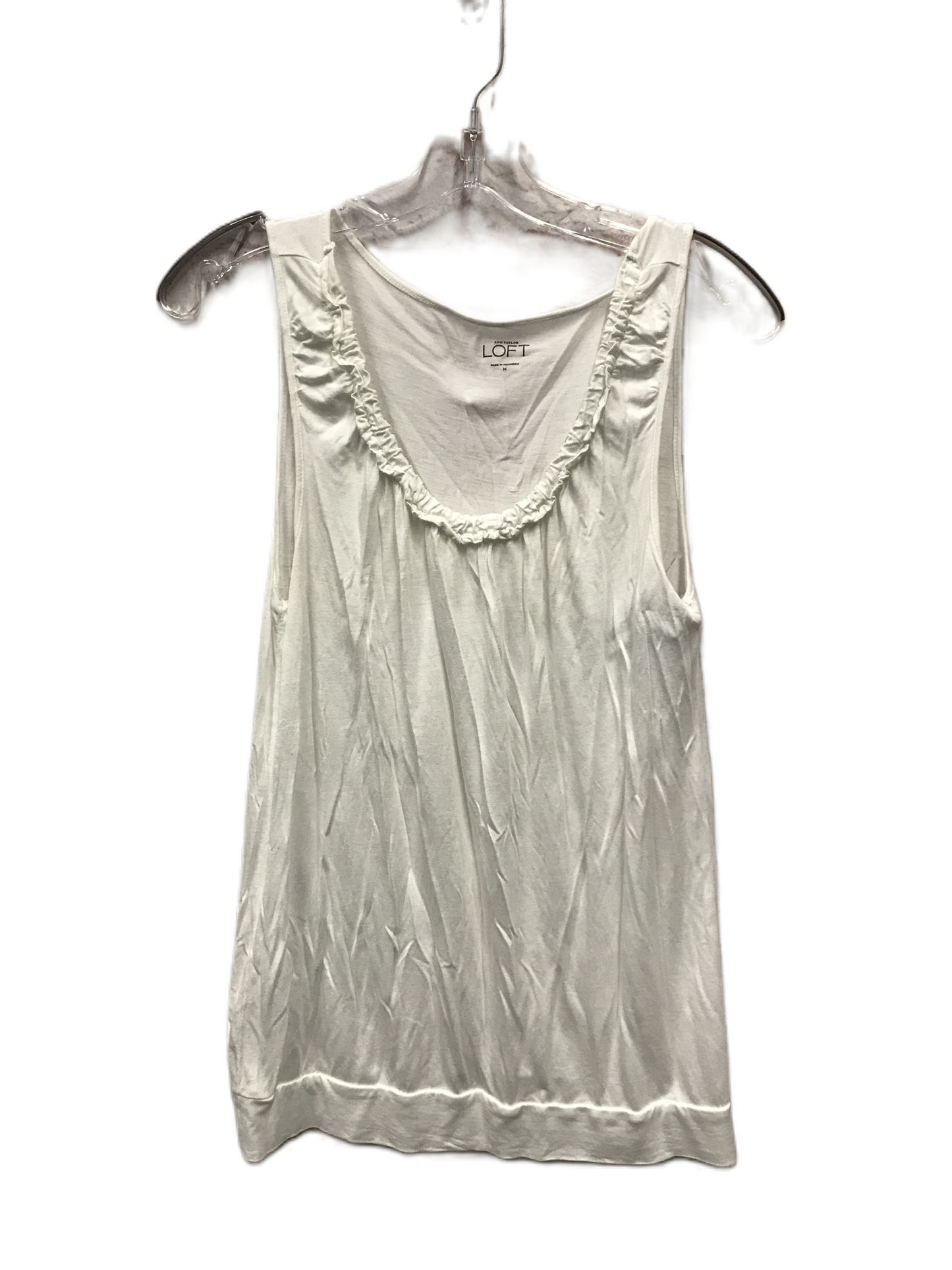 White Top Sleeveless By Loft, Size: M