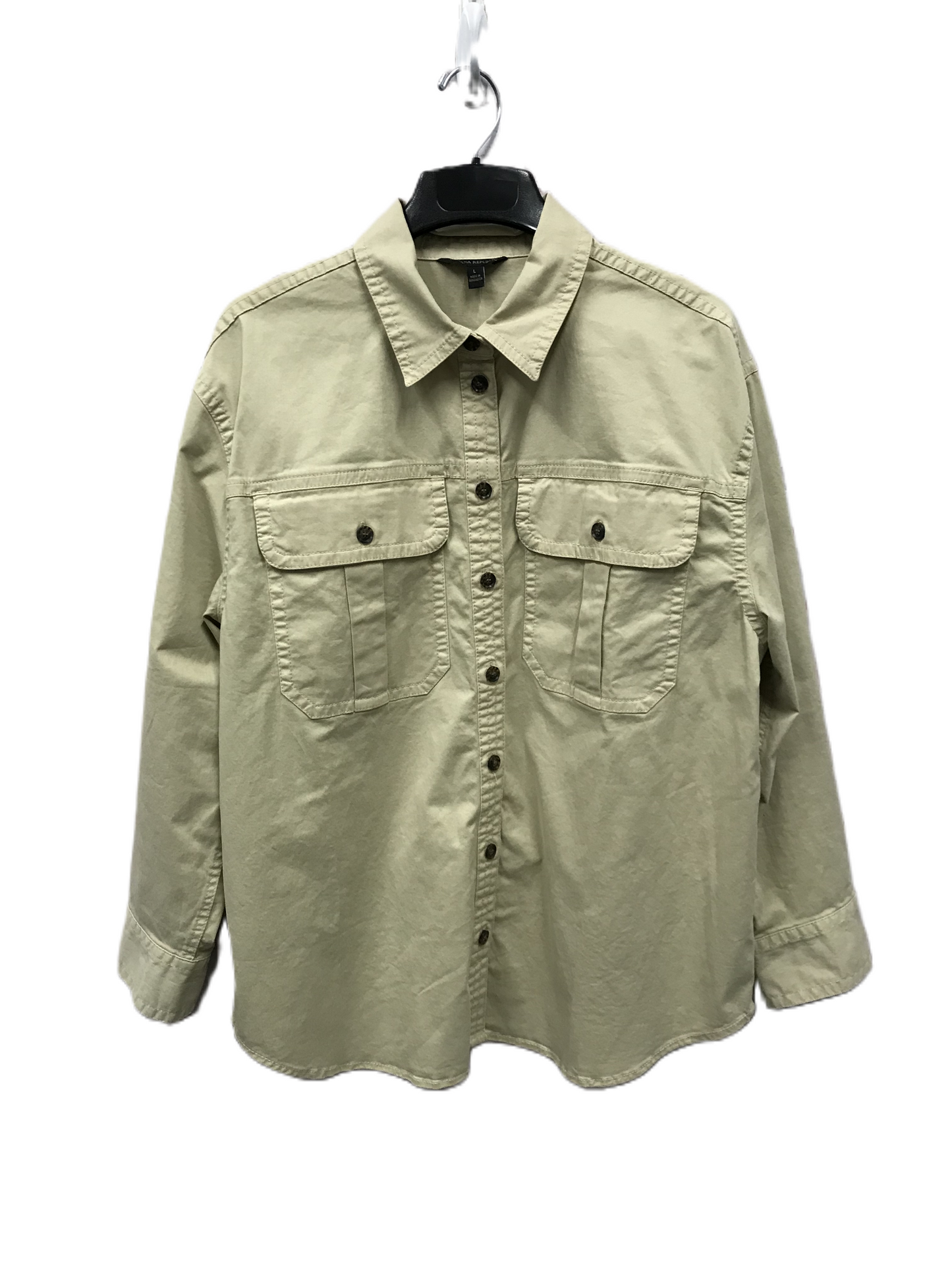 Tan Jacket Shirt By Banana Republic, Size: L