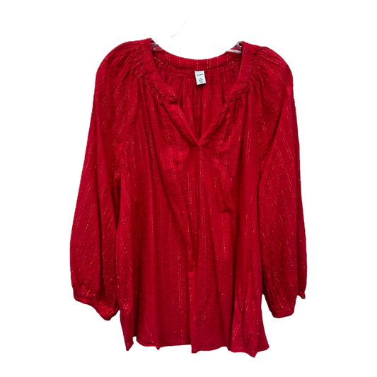 Red Top Long Sleeve By Old Navy, Size: 1x