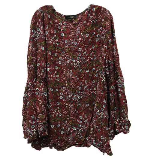 Red Top Long Sleeve By Suzanne Betro, Size: 2x