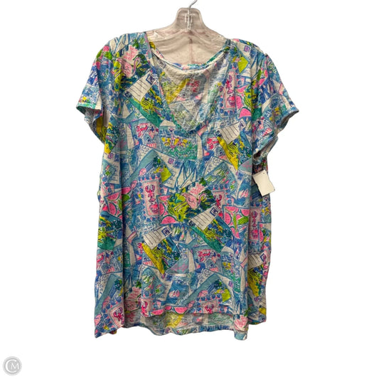 Top Short Sleeve Designer By Lilly Pulitzer In Blue, Size: 1x