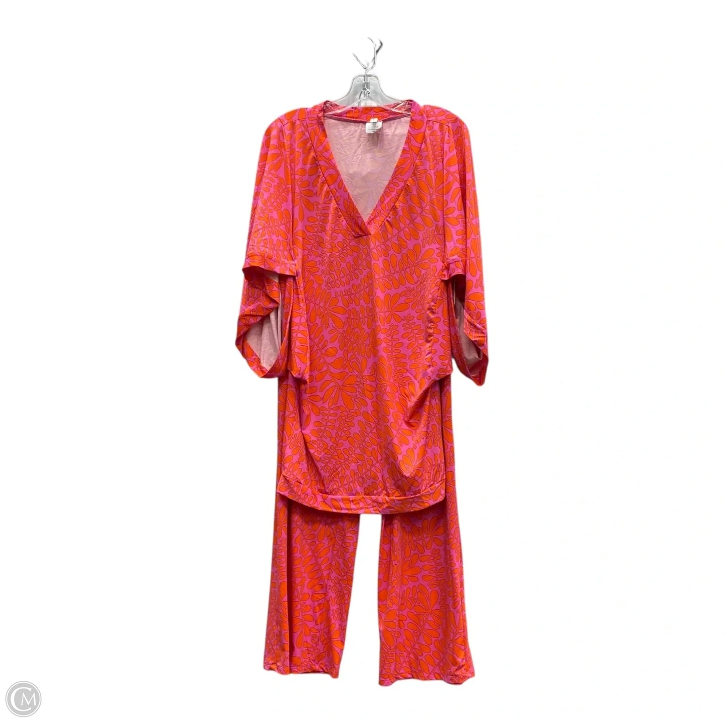 Top 2pc Short Sleeve By Trina Turk In Orange & Pink, Size: L