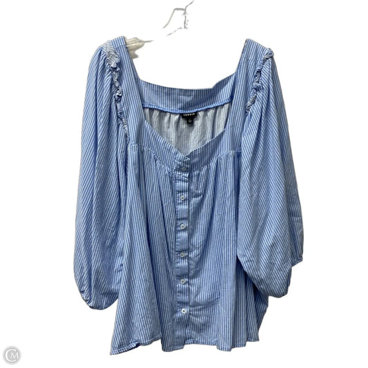 Top 3/4 Sleeve By Torrid In Blue & White, Size: 6