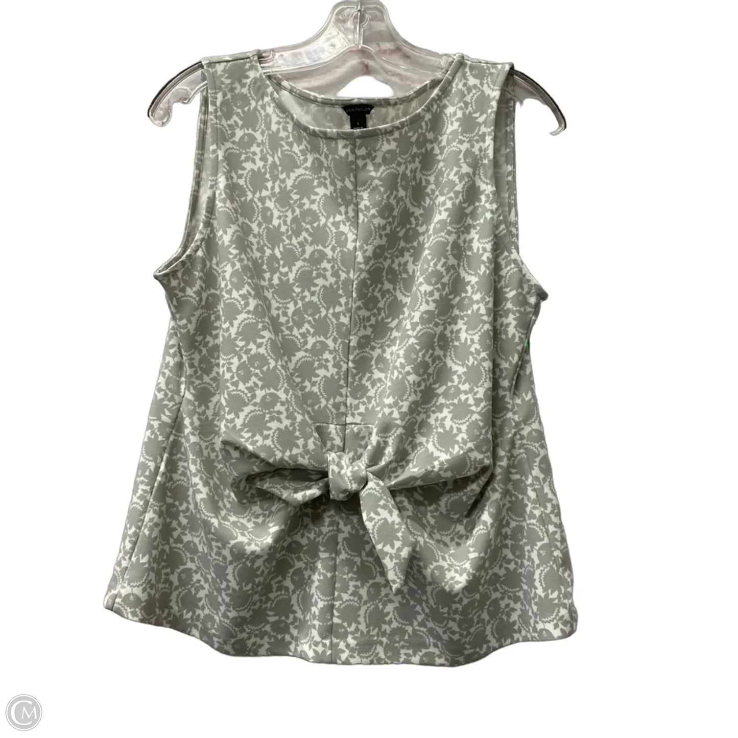 Top Sleeveless By Ann Taylor In Grey & White, Size: L