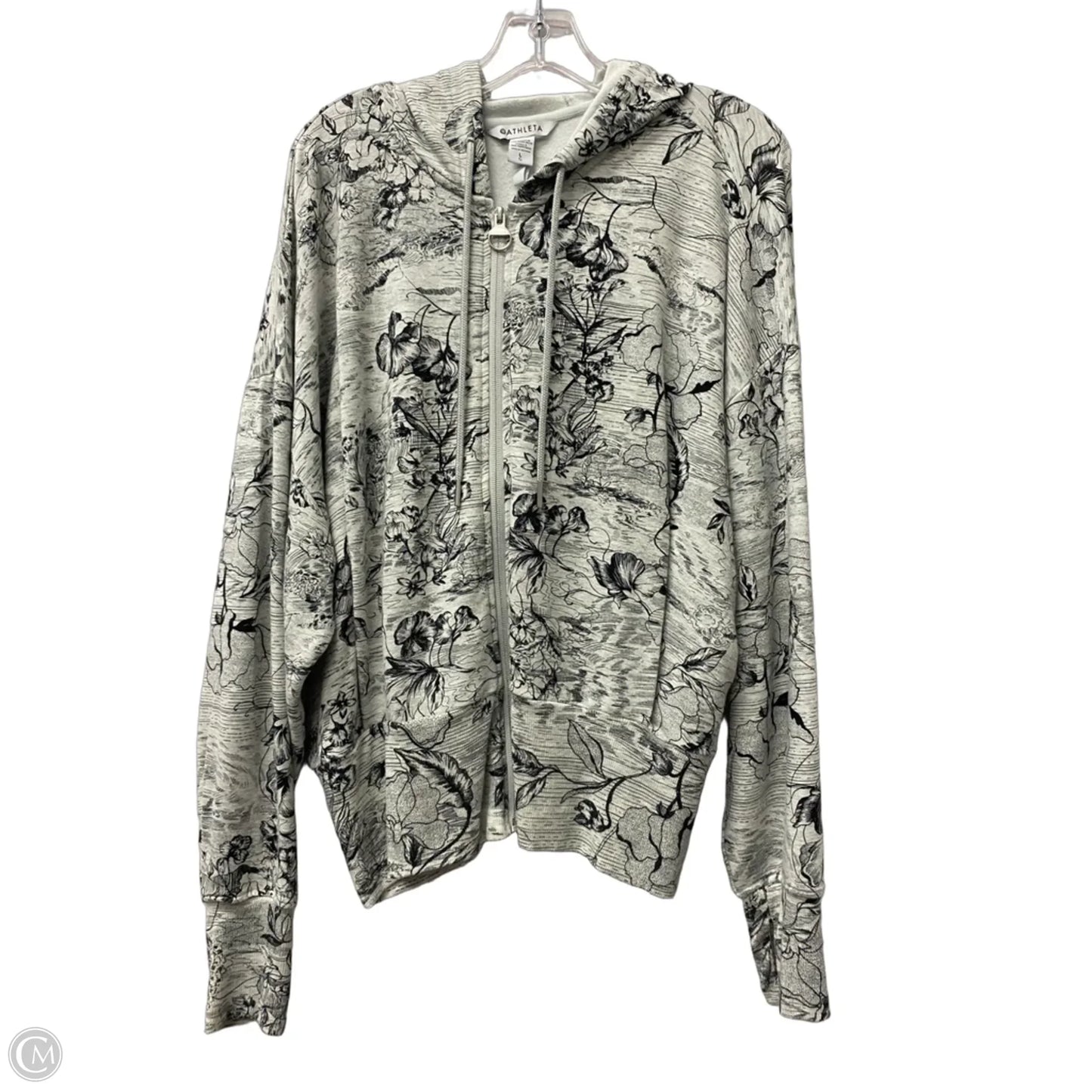 Athletic Sweatshirt Hoodie By Athleta In Black & Grey, Size: L