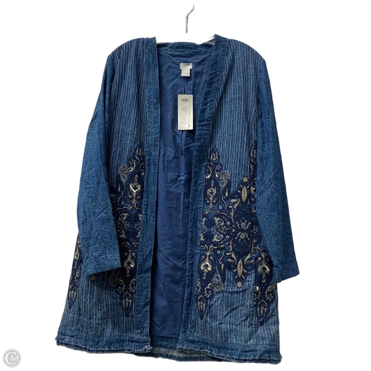 Jacket Denim By Chicos In Blue, Size: M