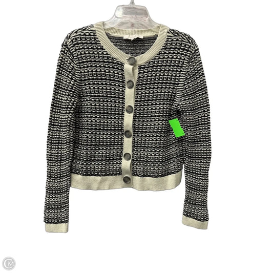 Sweater Cardigan By Loft In Black & Cream, Size: L
