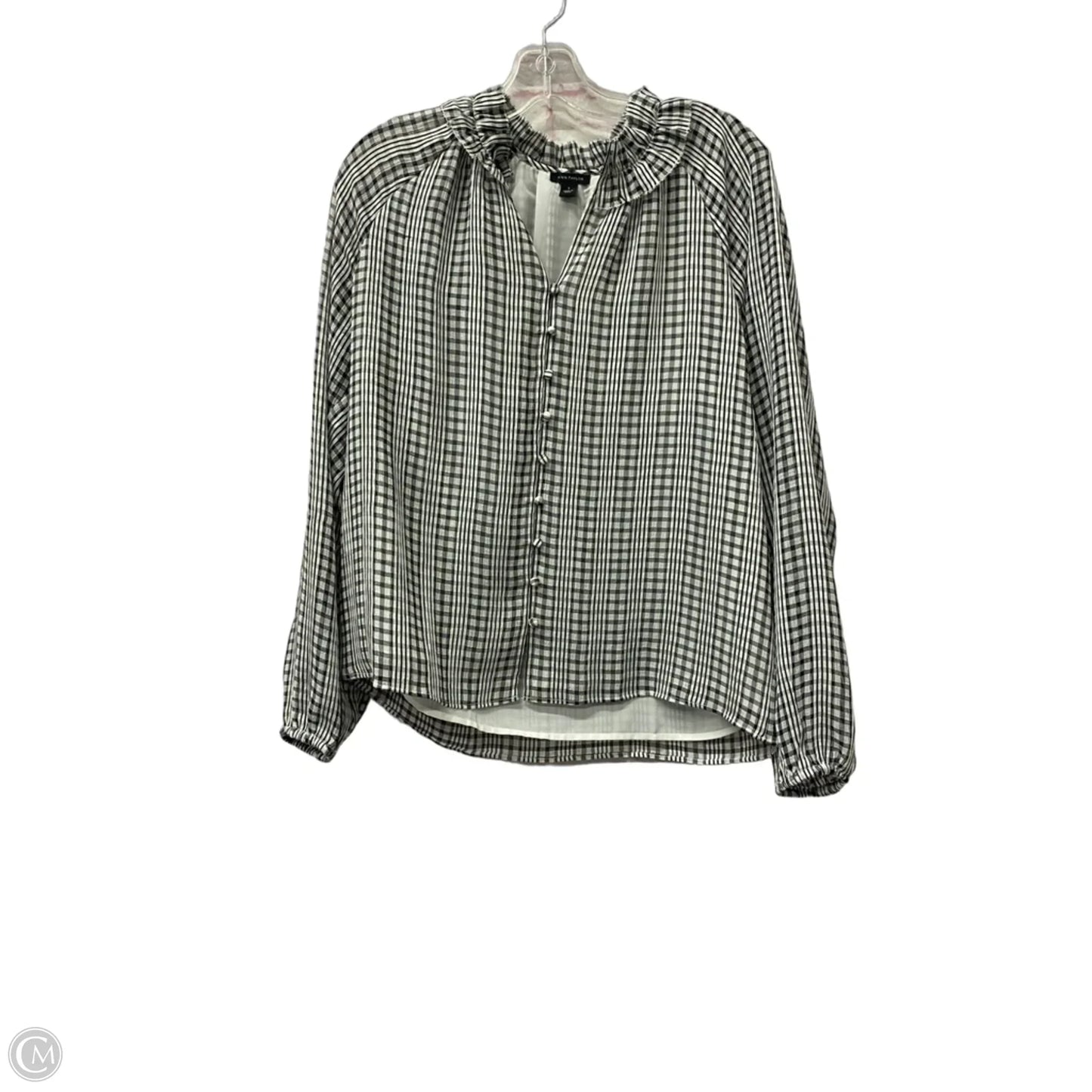 Top Long Sleeve By Ann Taylor In Black & Grey, Size: S