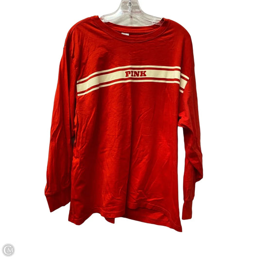 Athletic Top Long Sleeve Collar By Pink In Red, Size: Xl
