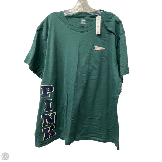 Athletic Top Short Sleeve By Pink In Green, Size: Xl